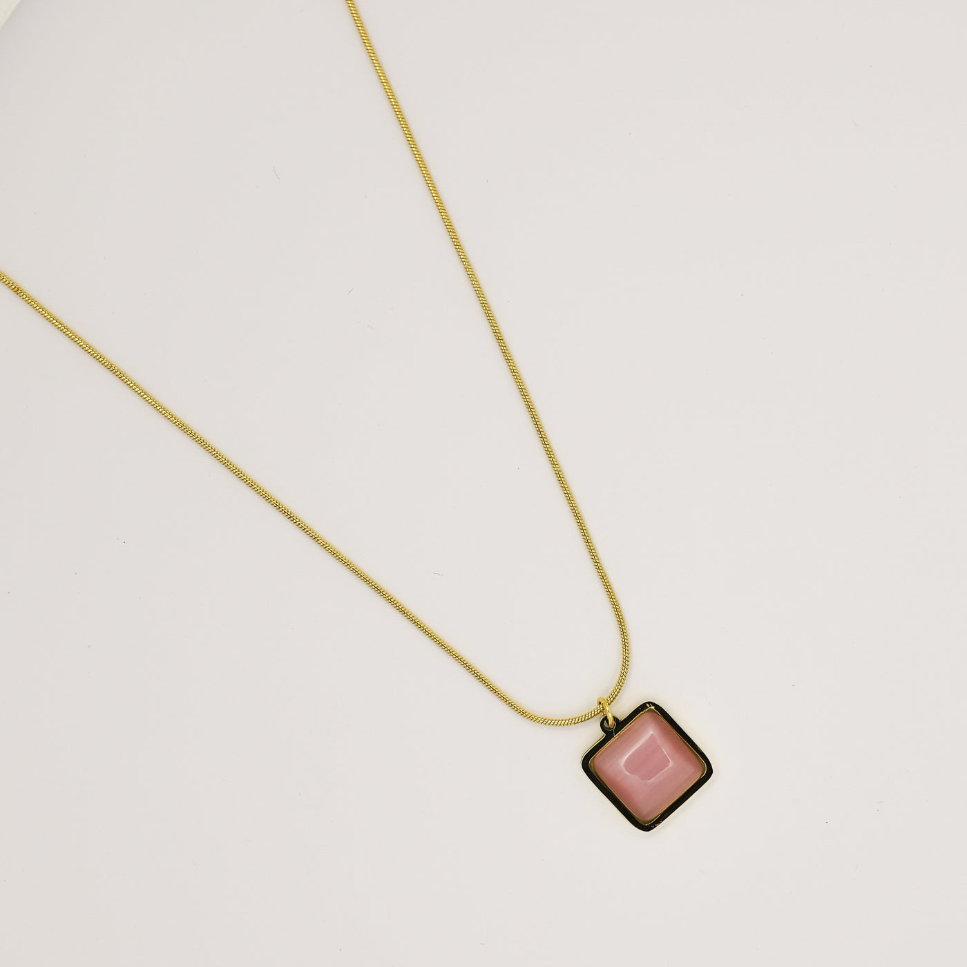 Square Crystal Pendant Rose Gold Necklace For Women