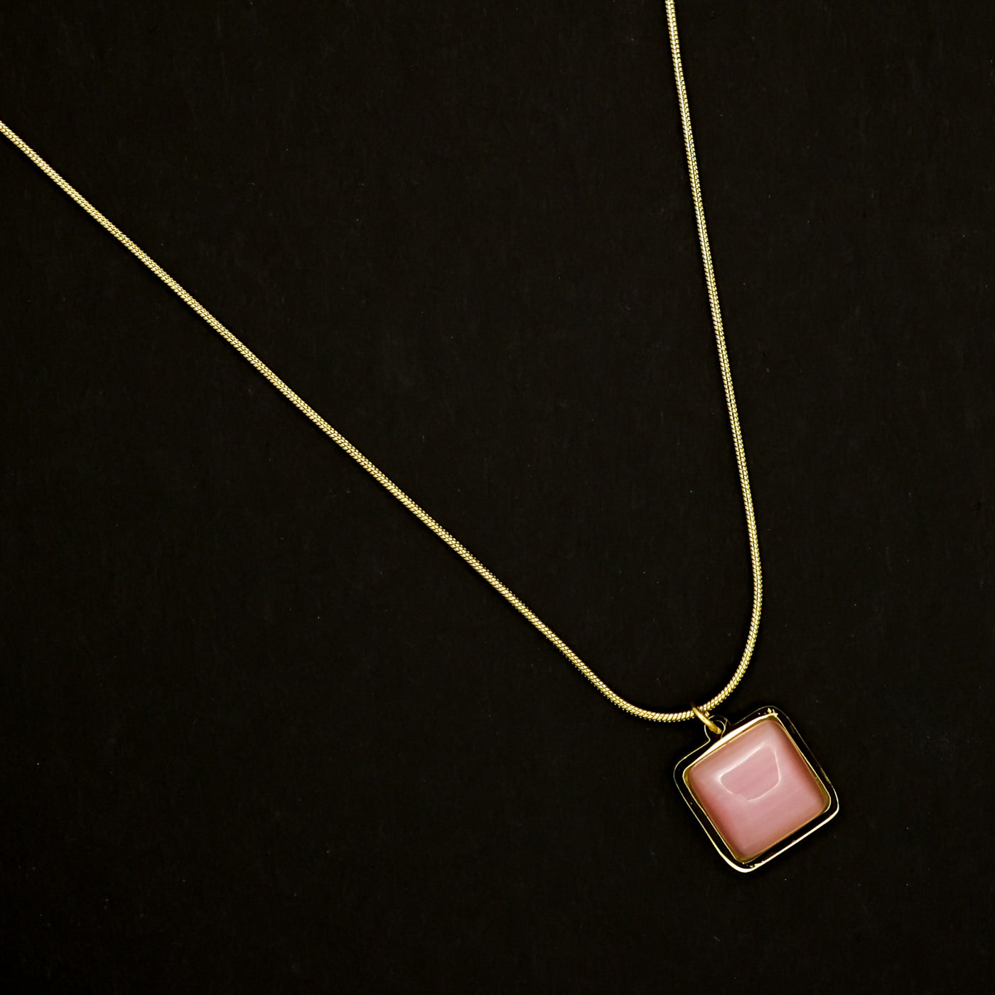 Square Crystal Pendant Rose Gold Necklace For Women