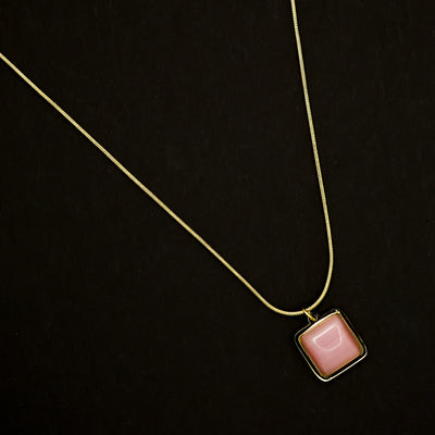 Square Crystal Pendant Rose Gold Necklace For Women