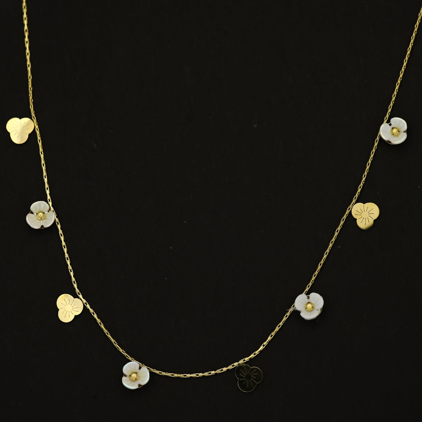 Gold and White Flower Necklace For Women and Girl's
