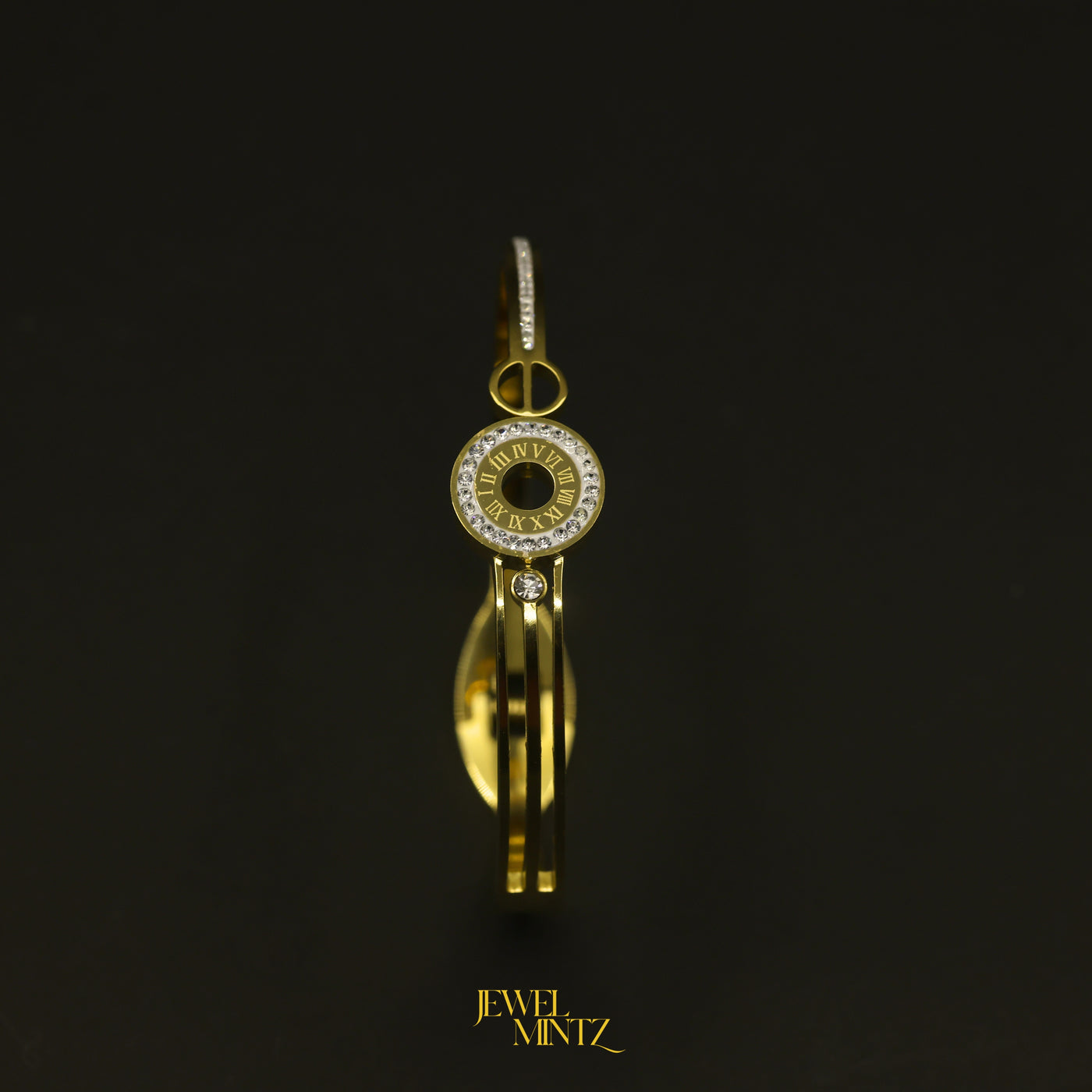 Gold Watch Bracelet for Women – Roman Numeral Dial, Diamond-Studded Bracelet Style | Jewel Mintz Luxury Jewelry